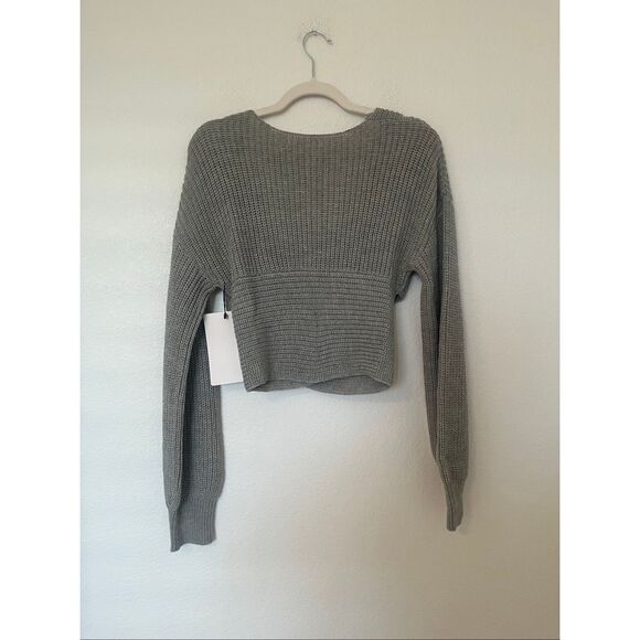 Women's Pearls Beaded Crossover Drop Shoulder Sweater NEW NWT - Picture 3 of 4
